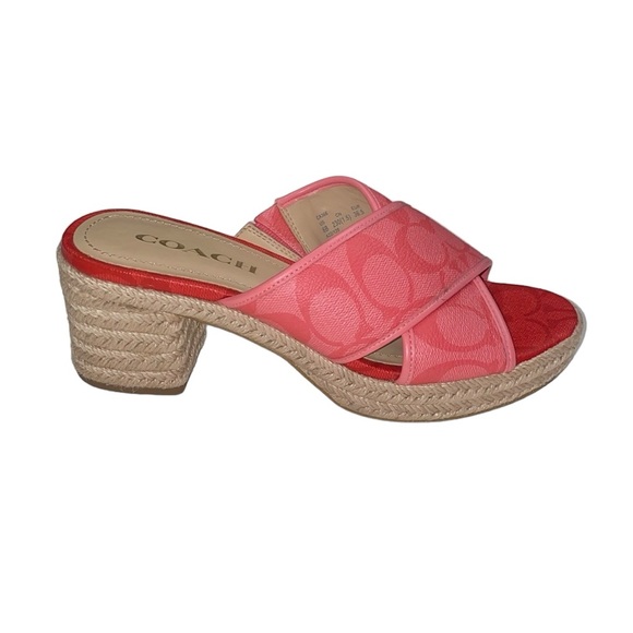 Coach Pink/Red Espadrille Sandals, Size 6 - Picture 9 of 17